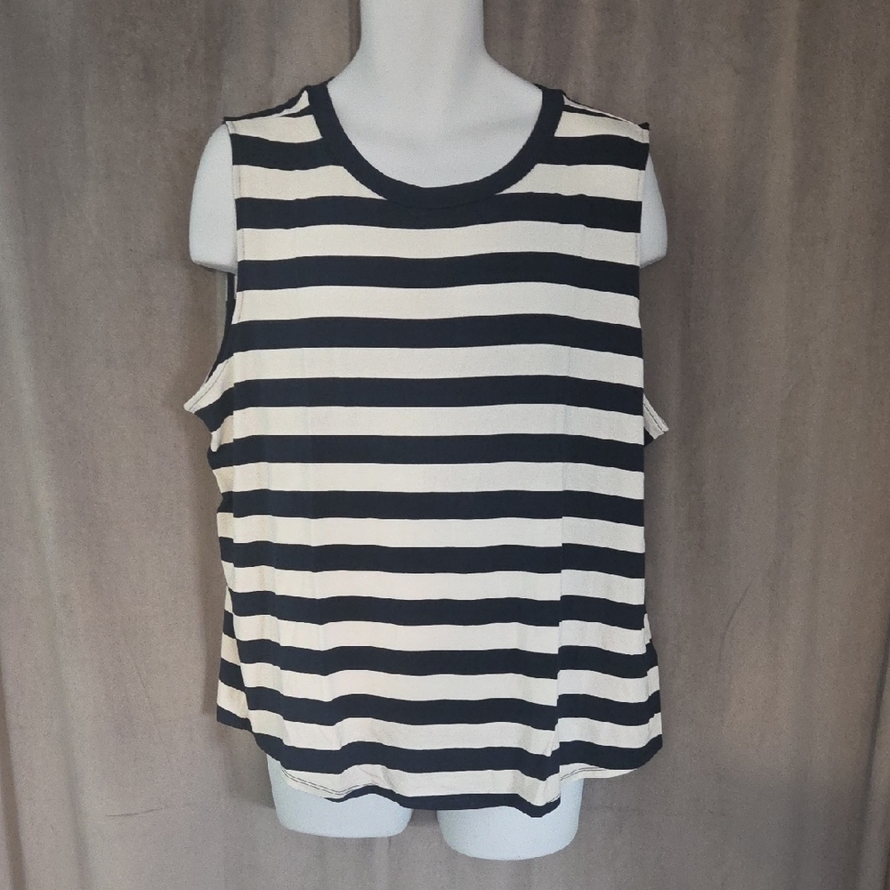 NWT XXL Amazon Essentials Navy and White Striped Tank Top